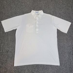 Vtg 90's Pickering Lisle Cotton Golf Polo Shirt XL White Mercerized Pocket